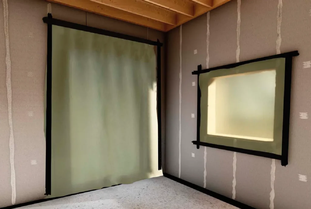 Visuel 3D d'un film anti-humidité une fois mis en place