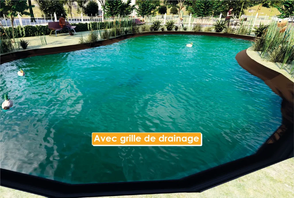 Rendu d'un bassin technique avec la mise en place d'une grille de drainage bassin