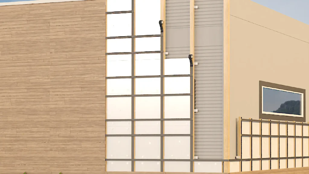 Schéma 3D représentant l'étanchéité des façades sous bardage