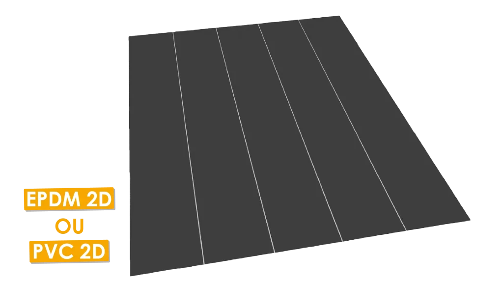 Schéma d'une géomembrane en EPDM ou PVC 2D pour bassin