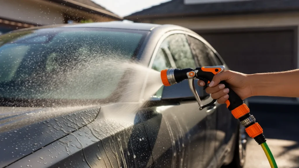 Photo du lavage d'une voiture