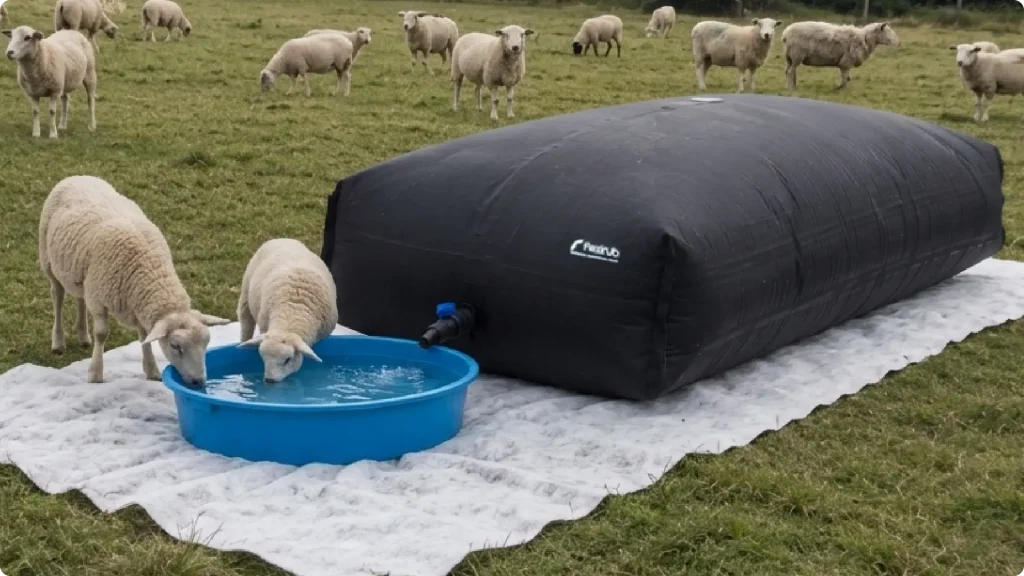 Photo d'une citerne souple rectangulaire de 1 000 L en EPDM