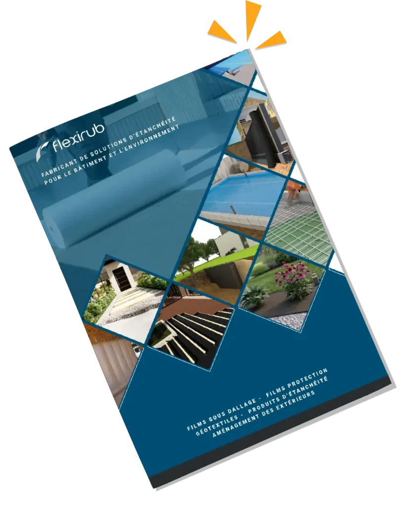Photo du catalogue produits et films du bâtiment de Flexirub sur l'étanchéité